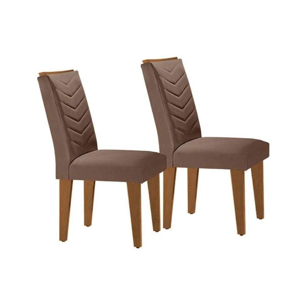Kit 2 Cadeiras Sala Jantar Londrina 2 Un Madeira Capuccino Suede Capuccino Rufato