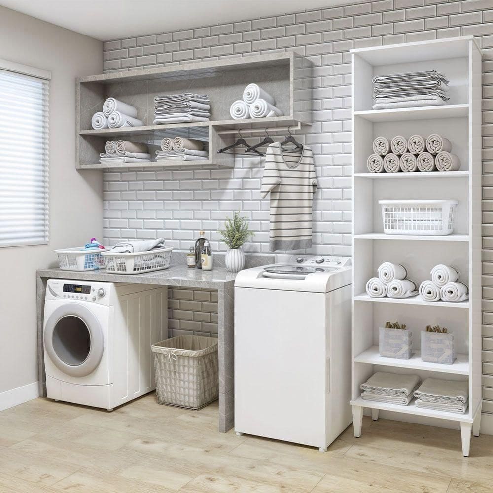 Lavanderia Modulada Aracaju 5 Prateleiras Kaiki Móveis Branco