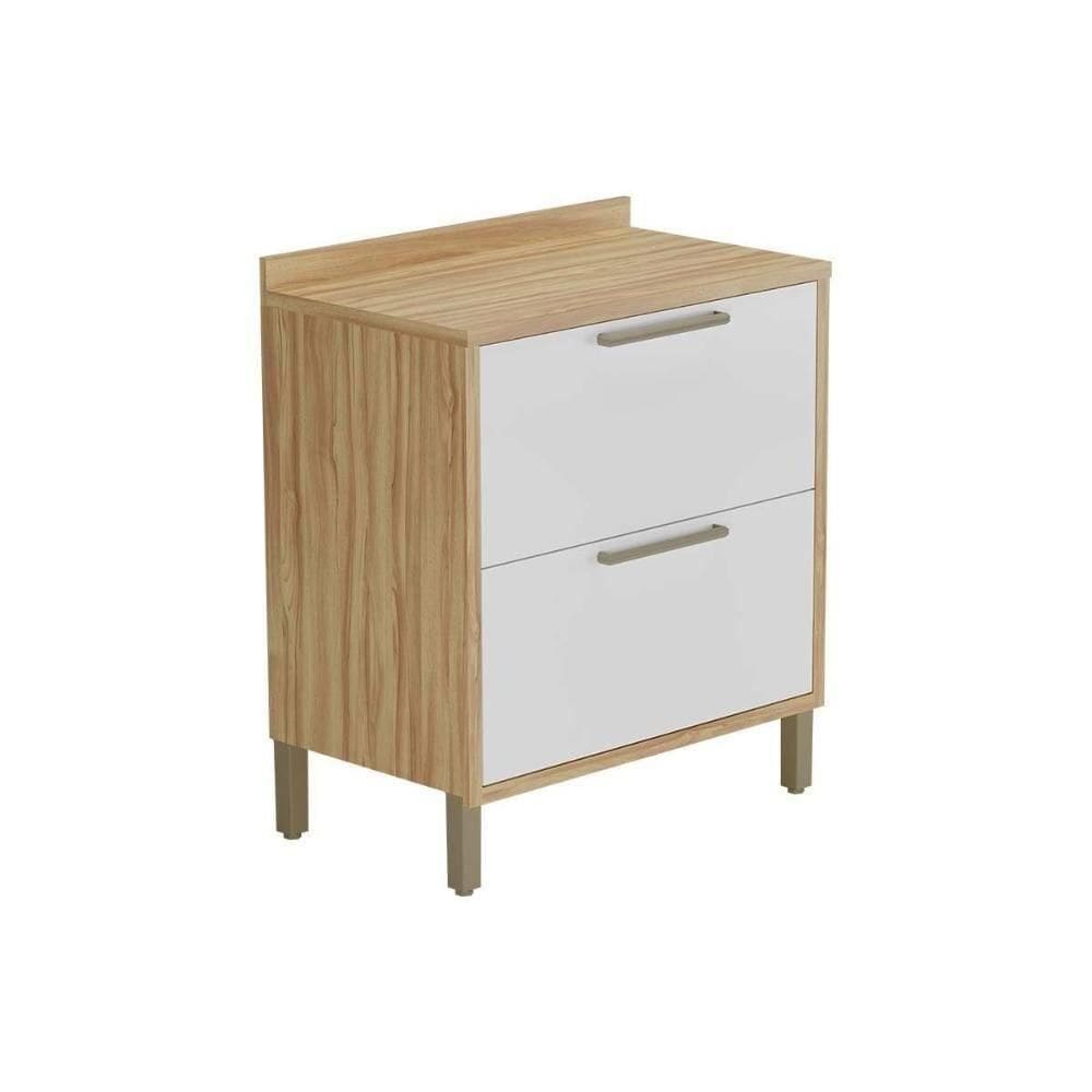 Módulo Cozinha Ronipa Syrah Balcão 1 Porta E 1 Gaveta Com Tampo 80cm Amendoa Branco Ronipa