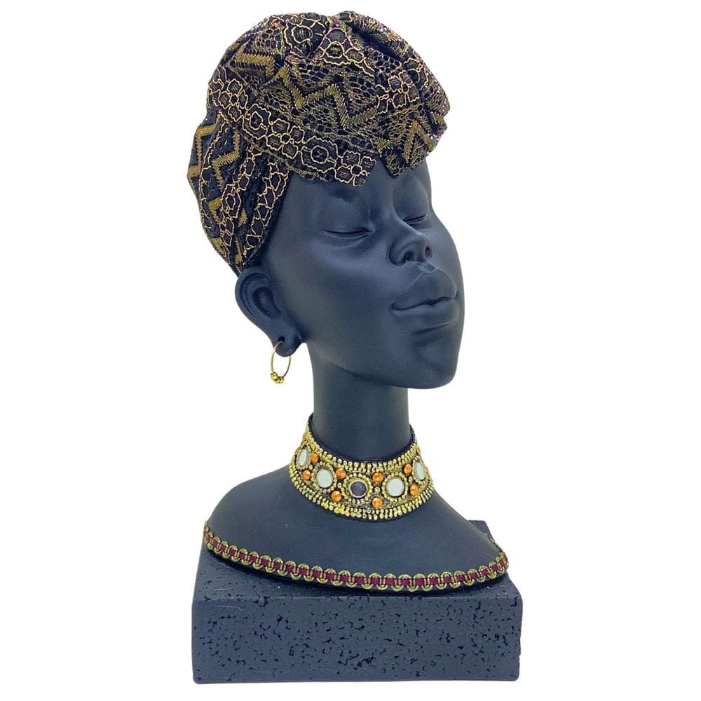 Estatua Mulher Africana 36 x 20 x 19 Cm