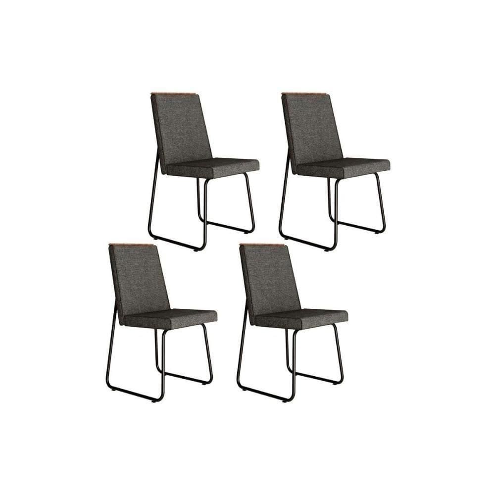 Cadeira De Cozinha Lira 1752 Kit 4 Uni Preto Grafite Preto