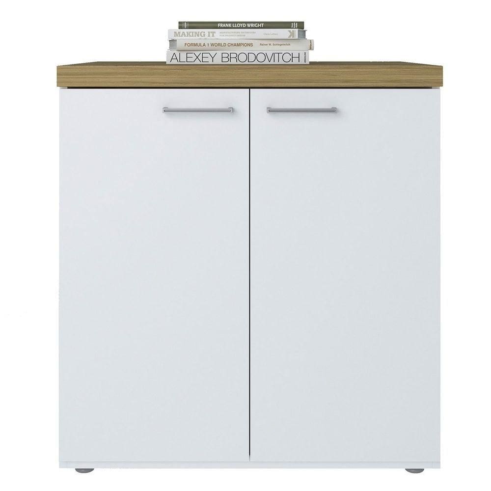 Balcão Para Escritório 2 Portas Pequeno Loke Olmo/branco