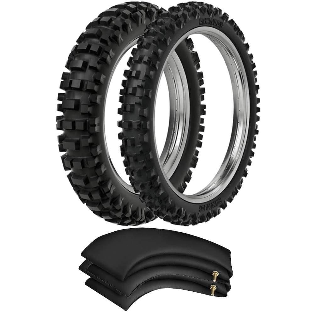 Kit Pneu Trilha Biz 125 Pop 110i Sky 125 70/100-17 + 90/100-14 Rmx35 Rinaldi + Camaras