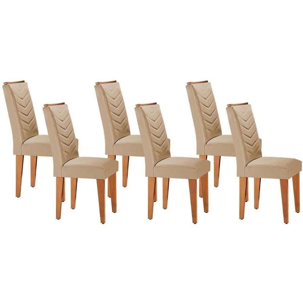 Kit 6 Cadeiras De Cozinha Londrina 6 Un Capuccino Linho Bege Turim Rufato
