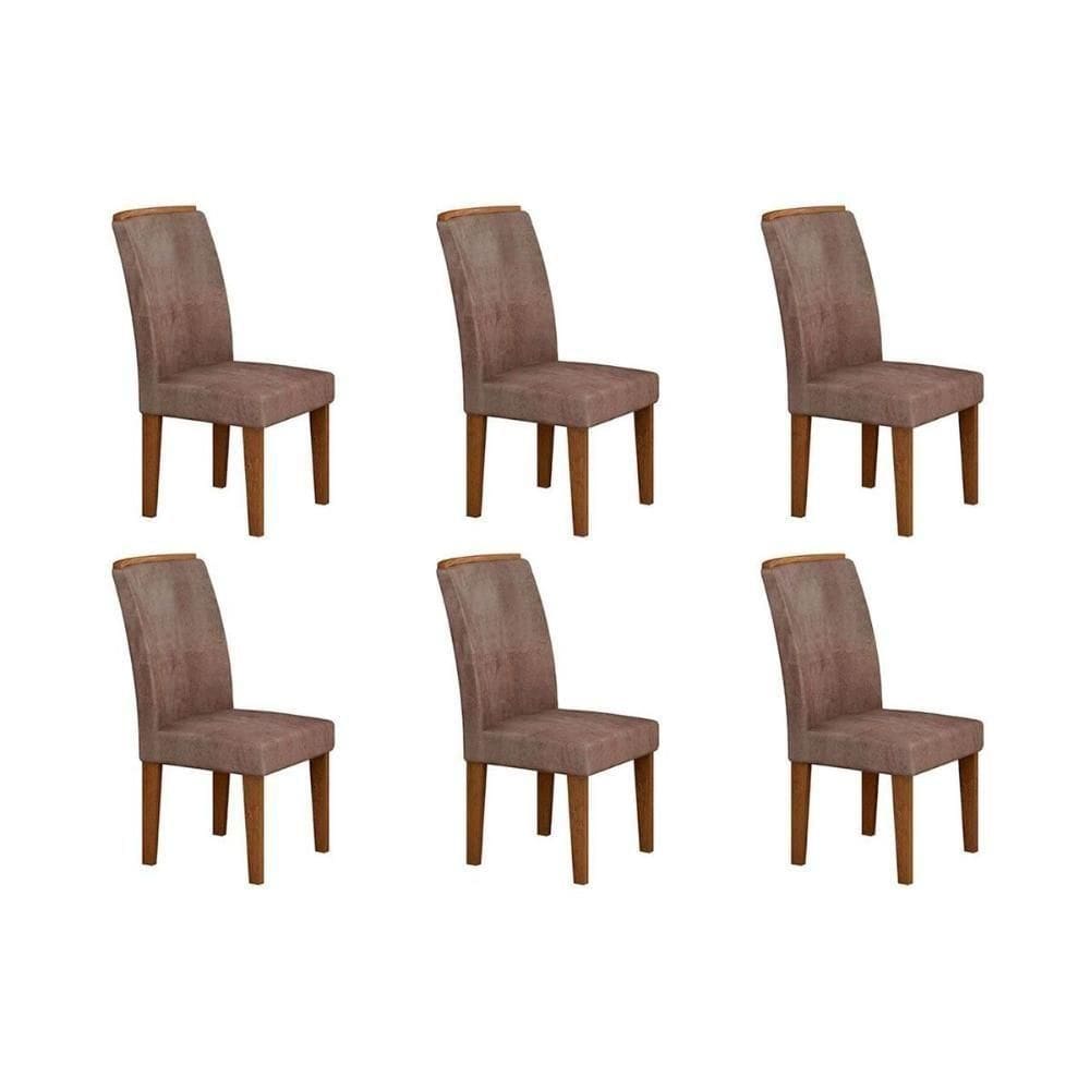 Kit 6 Cadeiras Sala Jantar Lunara 6 Un Imbuia Suede Capuccino Rufato