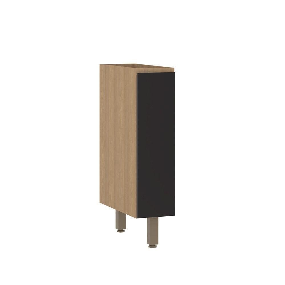 Balcão De Cozinha 20cm 1 Porta Sem Tampo Slim Luciane Móveis Freijó/preto