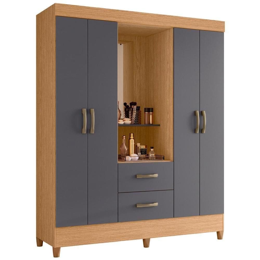 Guarda Roupa Capelinha Mobi 4 Portas Freijó-titanium - Móveis Albatroz Freijó-titanium