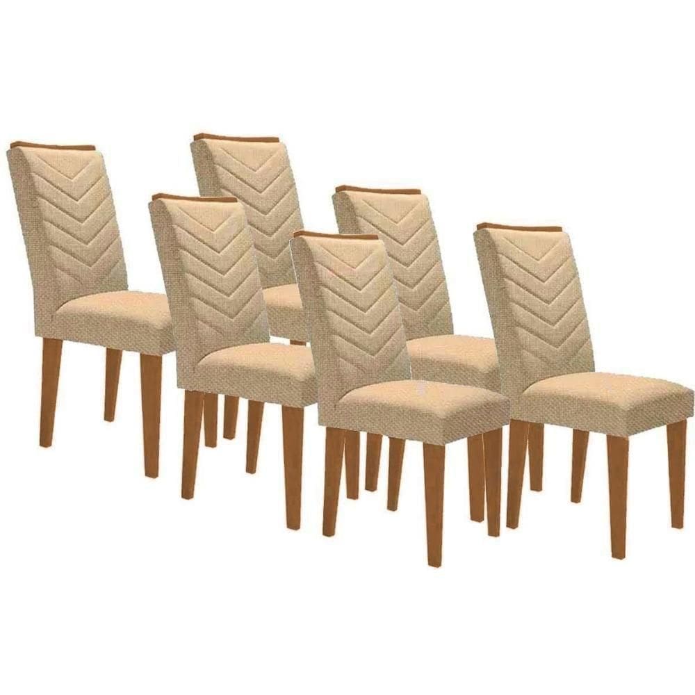 Cadeira De Cozinha Londrina Kit 6 Un Capuccino Linho Bege Turim Rufato