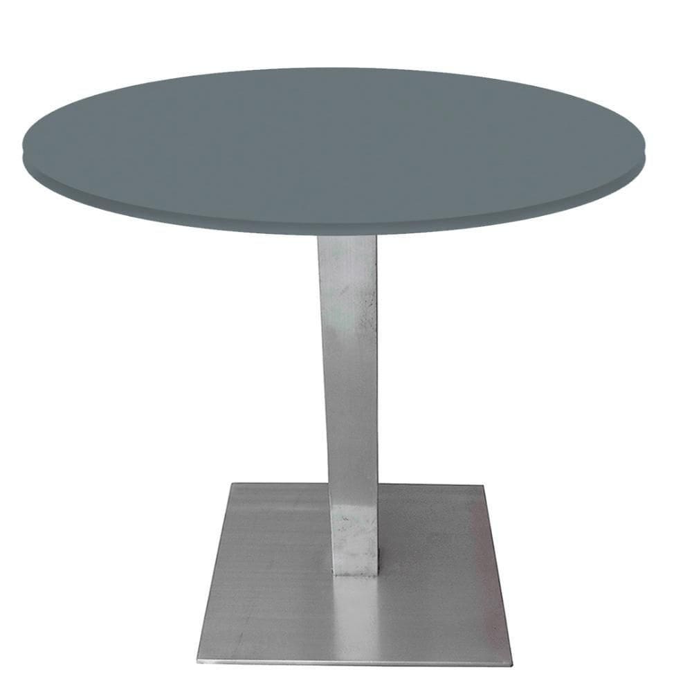 Mesa Quadrada Alpha Inox Prata 73,50 Cm (altura) Tampo Mdp Redondo 80 Cm Grafito (larg)