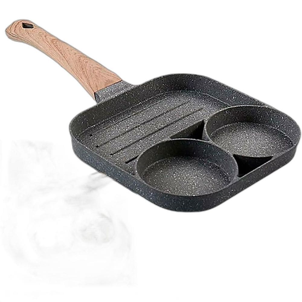 Frigideira Antiaderente 3 Ou 4 Partes Hambúrguer Ovo E Carne