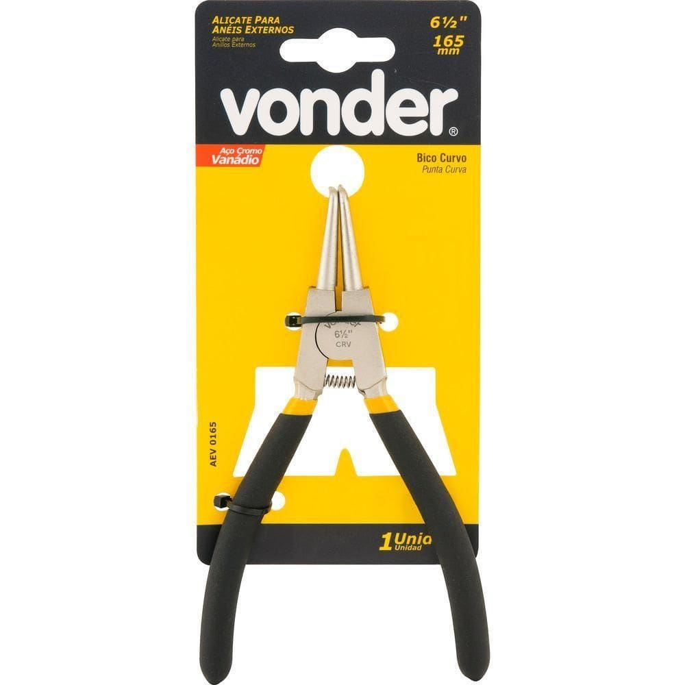 Alicate Anéis 6.1/2 165Mm Ext Curvo Vanádio Plast Vonder