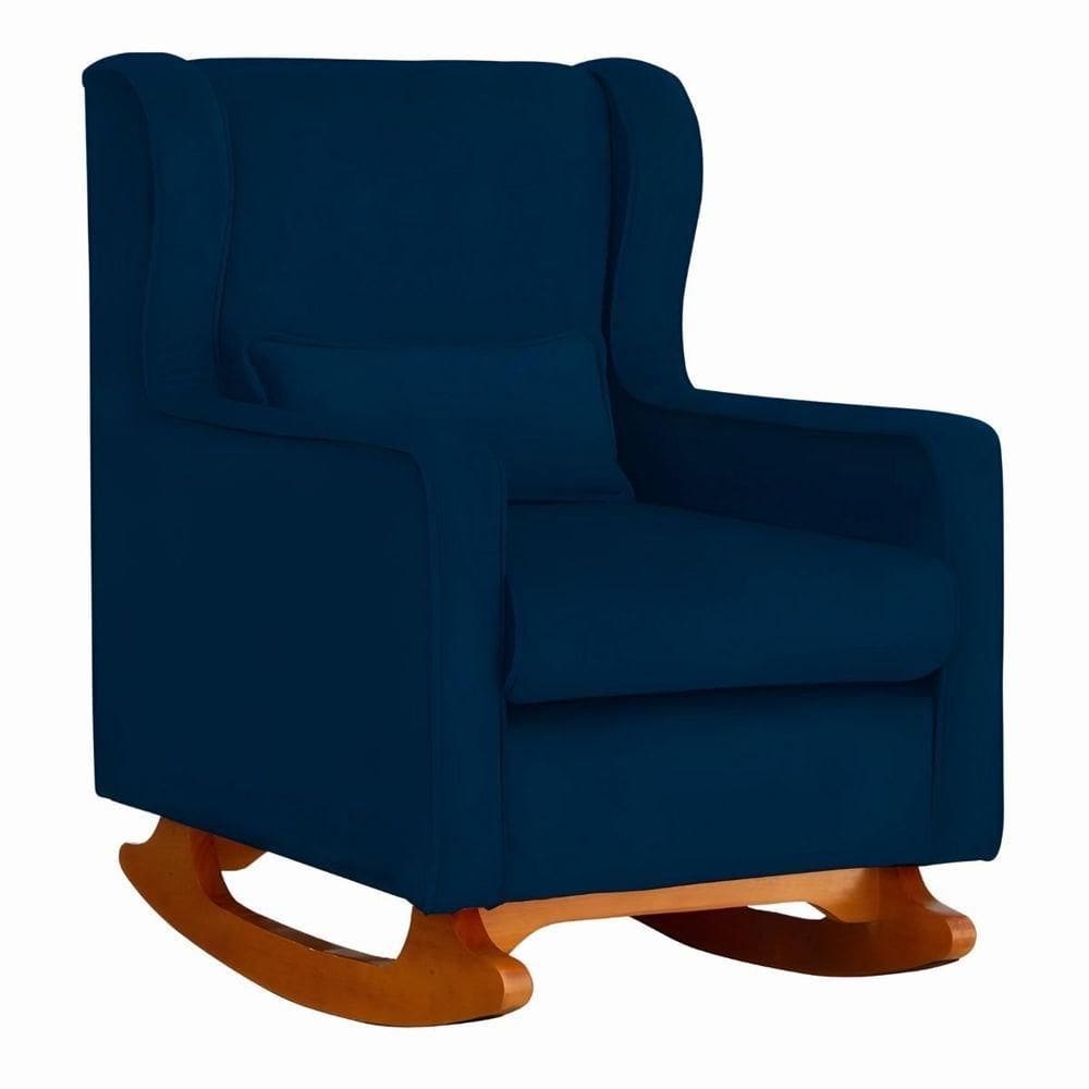 Poltrona De Descanso Com Balanço E Amamentar Melissa Suede Suede Azul Marinho