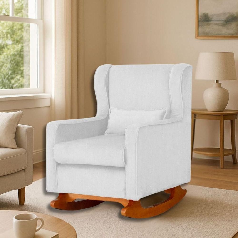 Poltrona Amamentar Descanso E Leitura De Balanço Maju Suede Suede Branco