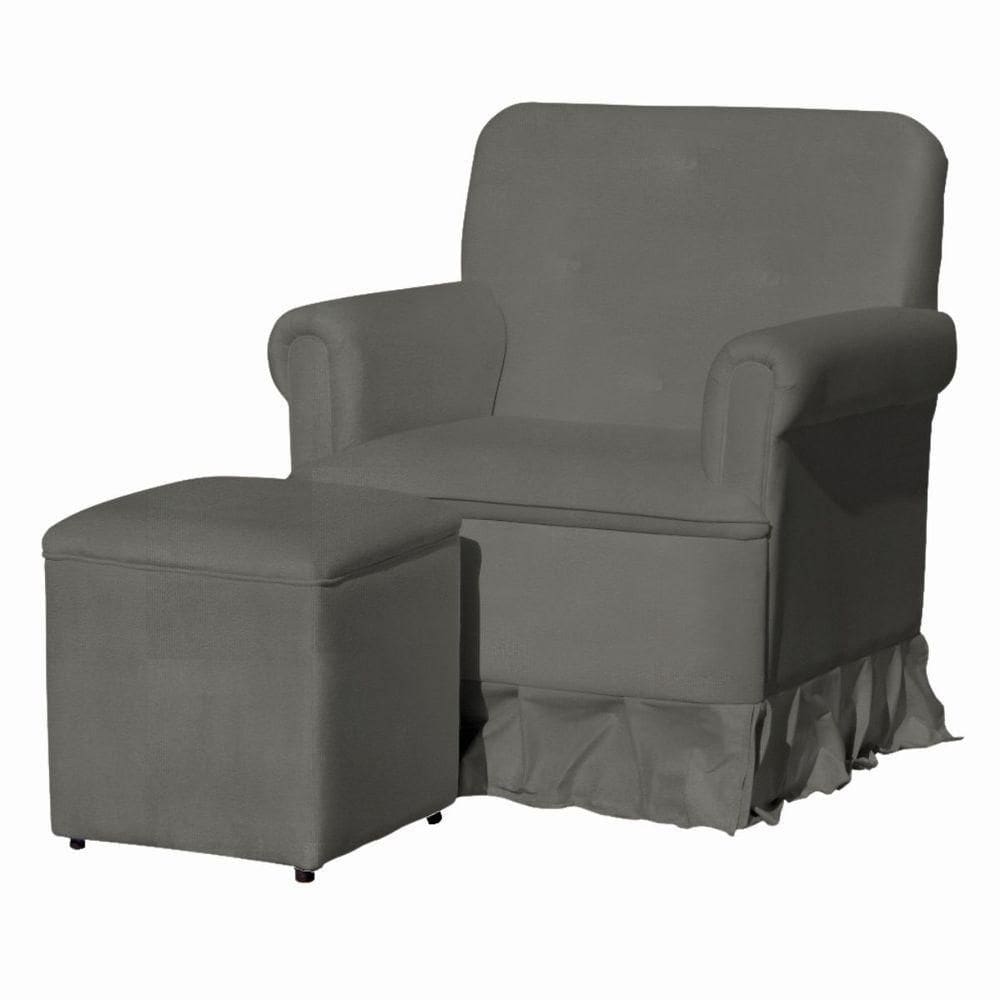 Poltrona Balanço De Amamentação Quarto Com Puff Olivia Suede Suede Cinza