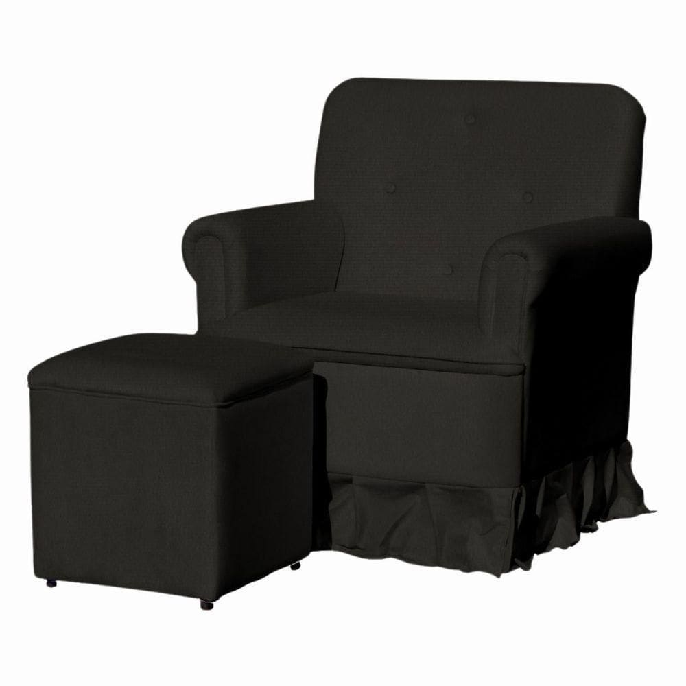 Poltrona Balanço De Amamentação Quarto Com Puff Olivia Suede Suede Preto