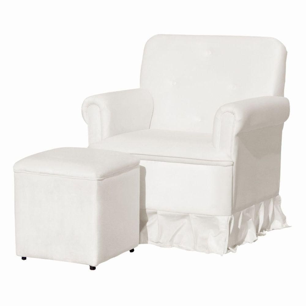Poltrona Balanço De Amamentação Quarto Com Puff Olivia Suede Suede Branco