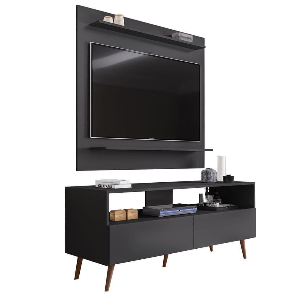 Painel Para 50 Pol Senna E Rack Bancada 136cm Versa Z34 Preto - Mpozenato