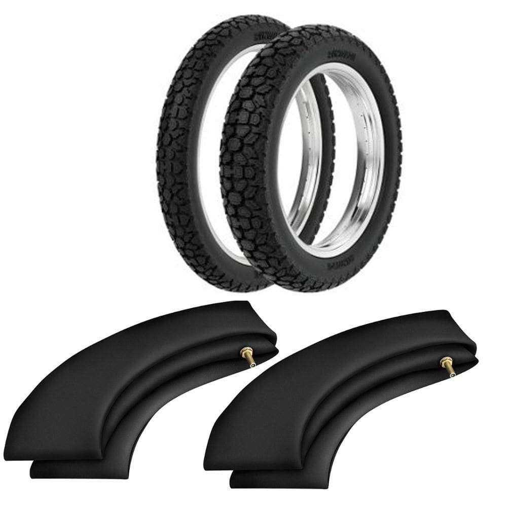 Kit Pneu Bis Biz Pop 80/100-14 + 250-17 Wh21 Rinaldi