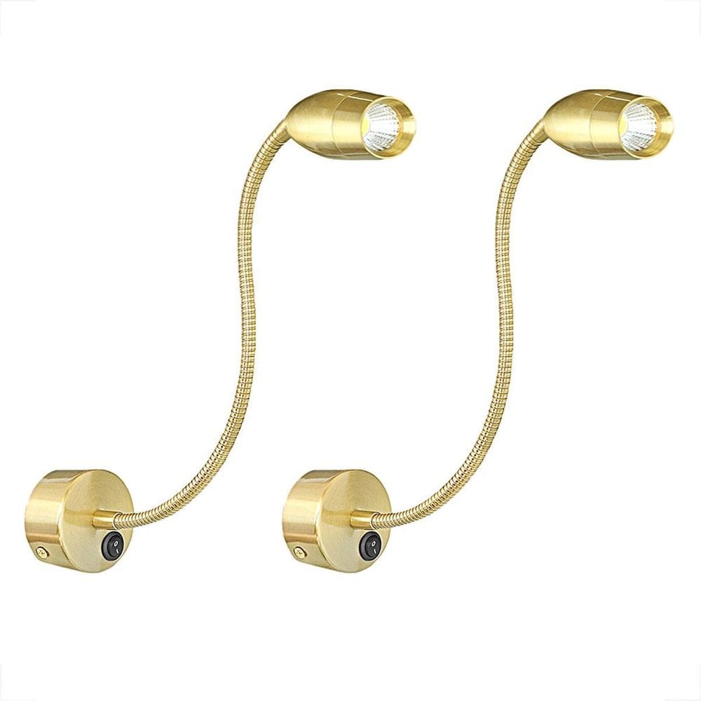 Kit 2 Arandela Cabeceira Quarto Led Dourada Direcionável