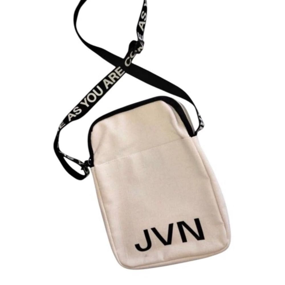 Bolsa tiracolo de lona de algodão reciclado JVN - média, neutra