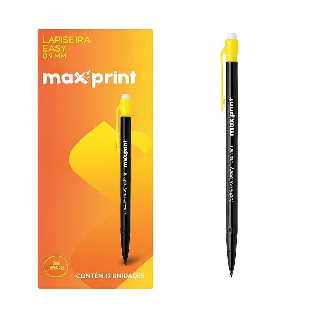 Lapiseira Easy Plastica 0,9Mm Maxprint Amarela Unidade