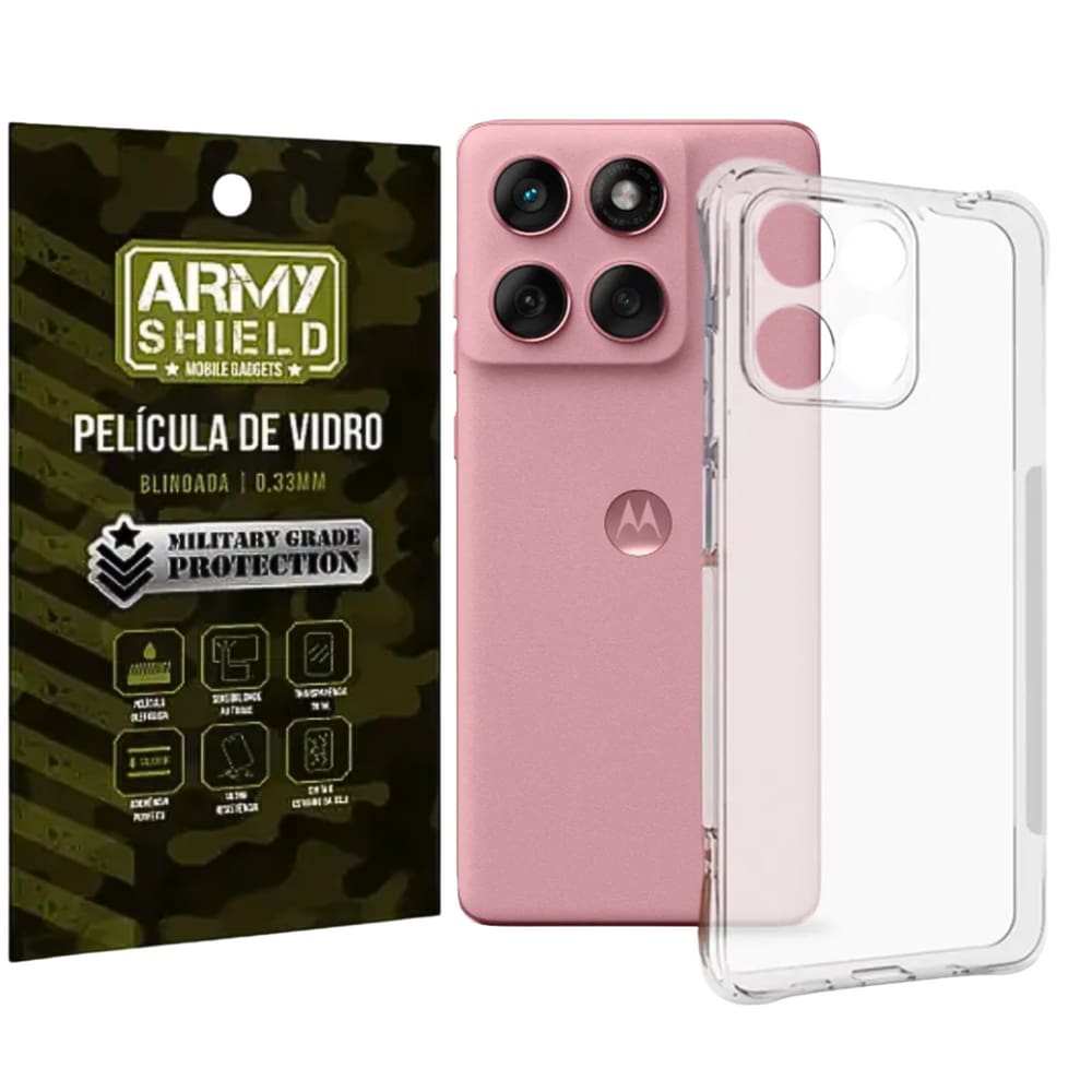 Capa Para Moto G56 + Película de Vidro 3D Blindada - Armyshield