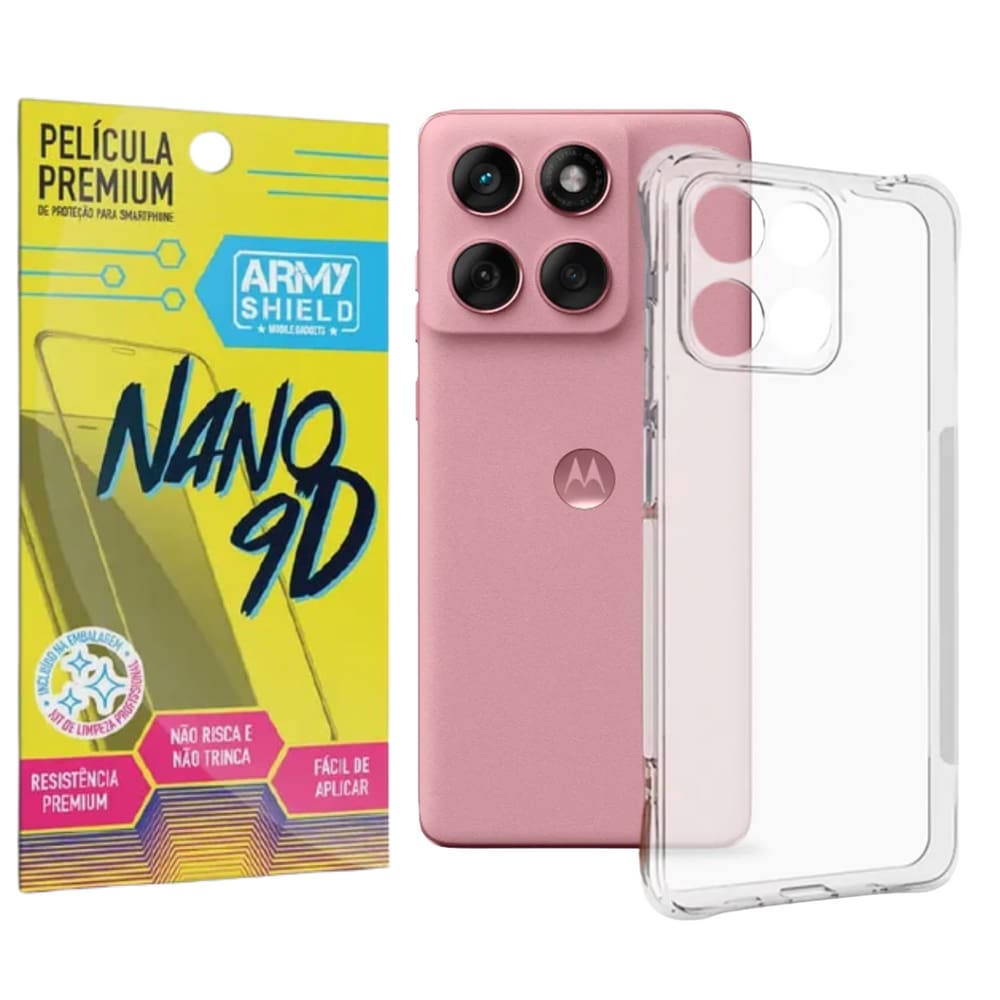 Capa Para Moto G56 + Película de Cerâmica 9D Flexível - Armyshield
