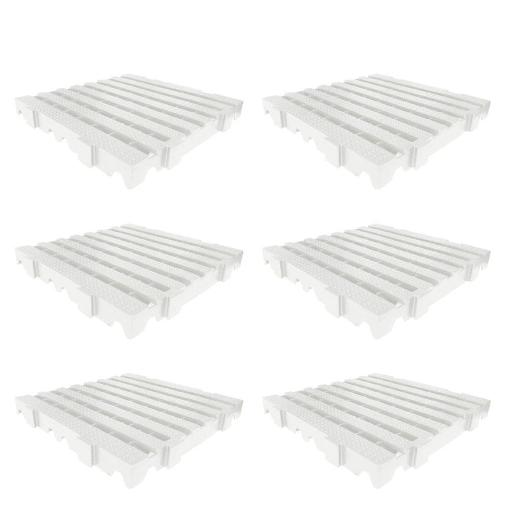 Kit 6un Estrado para Câmara Frigorífica Reforçado Croplastic 40x40x4,5cm Branco