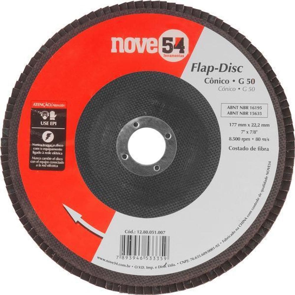 Flap-Disc Cônico 7 G50 Costado Fibra - Nove54