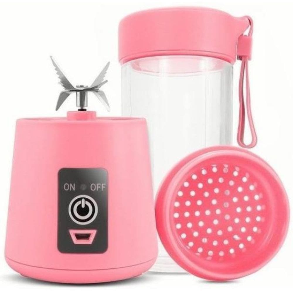 Mini Liquidificador Portátil Shake Suco Recarregável Rosa