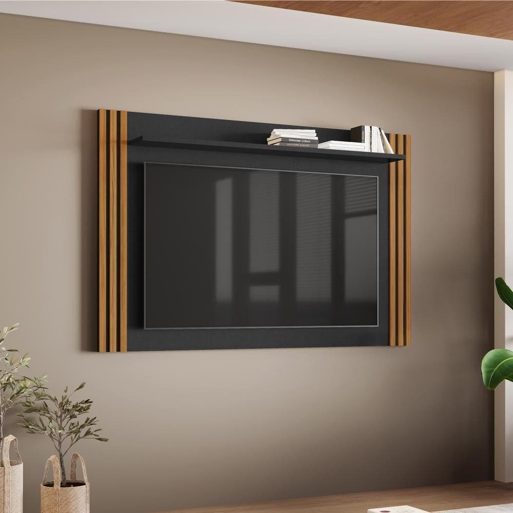 Painel Para Até 65” Nt1375 Ripado Preto-freijó Notável Móveis Preto Tx-freijó Trend