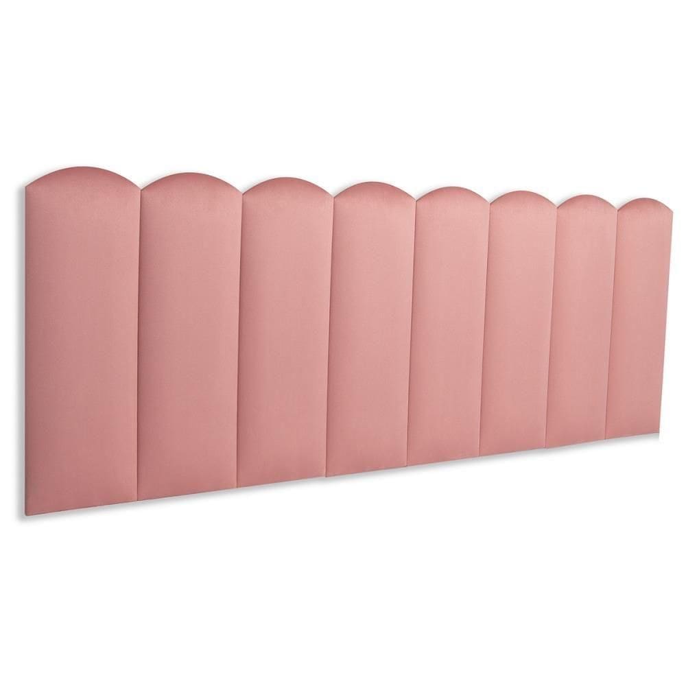 Cabeceira Queen Kit 8 Placas Modelo Nuvem - Suede Rosê