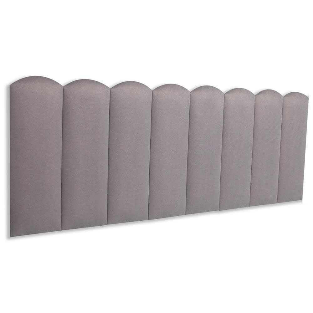 Cabeceira Queen Kit 8 Placas Modelo Nuvem - Suede Cinza