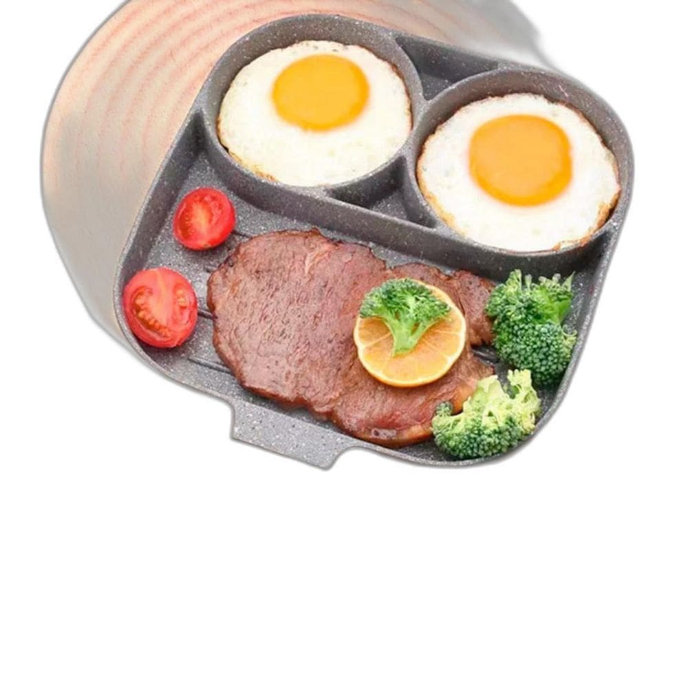 Frigideira Antiaderente Ovos Hambúrguer Bacon 3 Divisorias