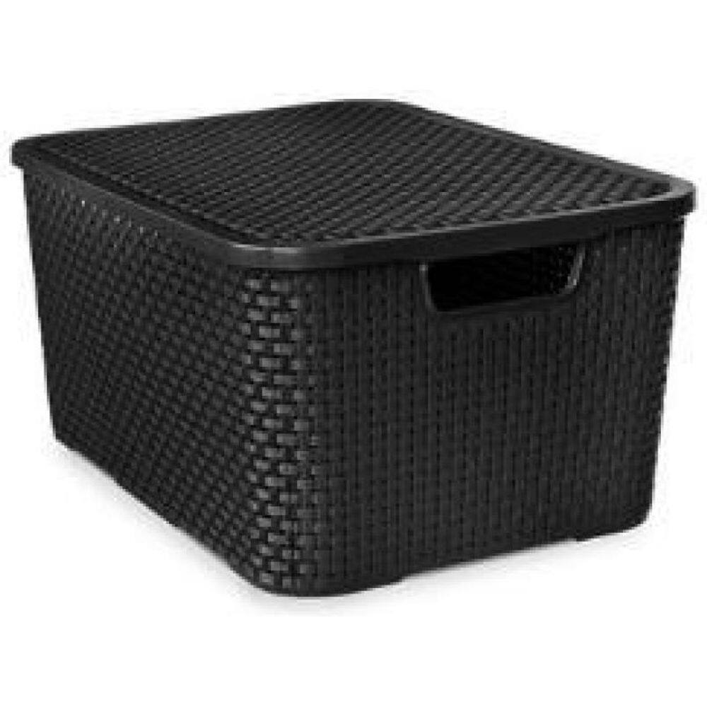 Organizador Rattan 15L Preto Kit Com 3 Unidades
