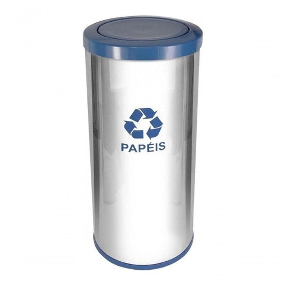 Lixeira Em Aço Inox Com Tampa Meia Esfera Plástica 50 Litros