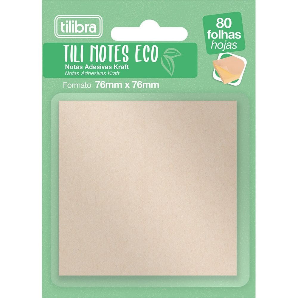 Bloco Tili Notes Eco Papel Kraft Notas Adesivas 80 Folhas Tilibra | Anotações | Bloco de Notas