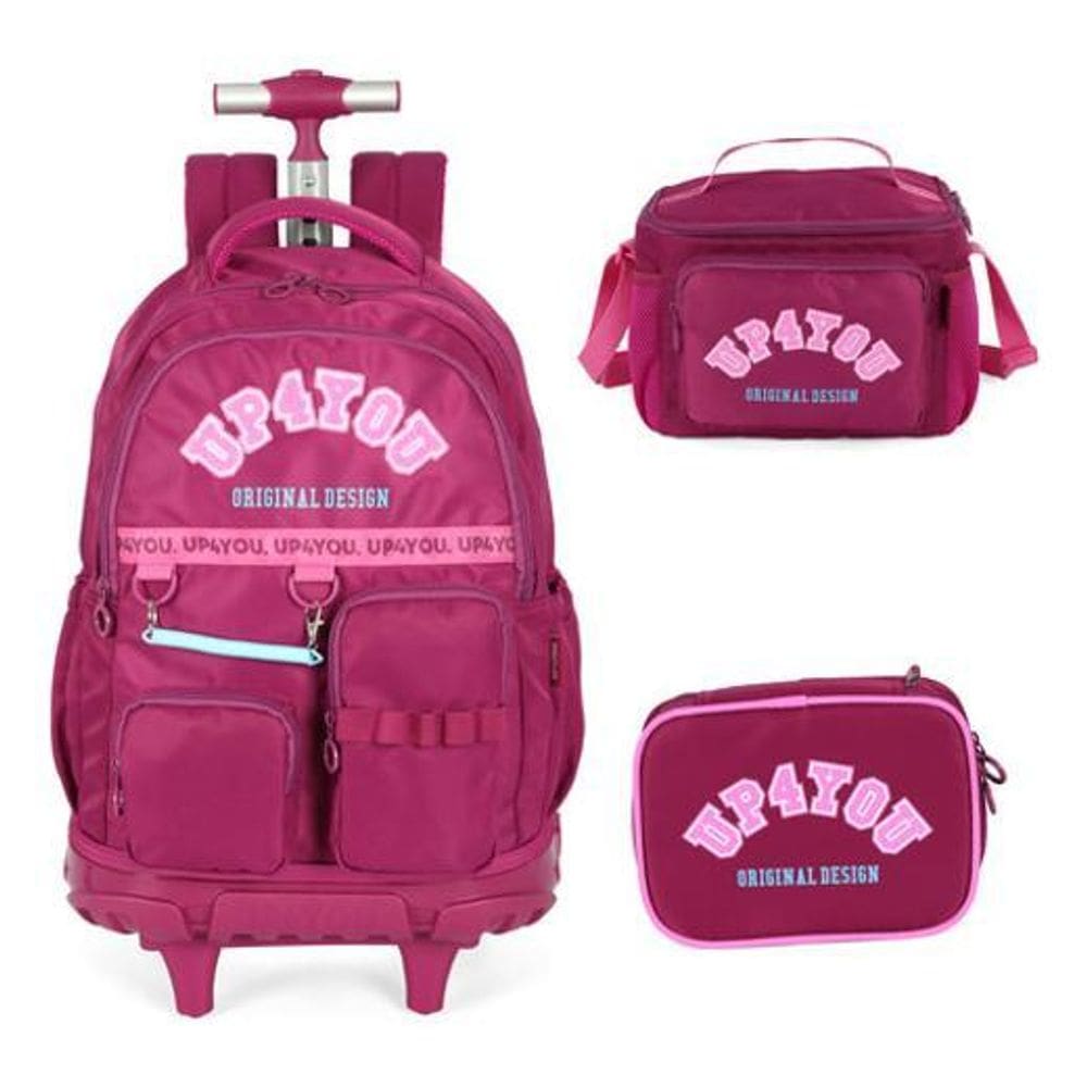 Kit Mochila Rodinhas Lancheira E Estojo Up4You
