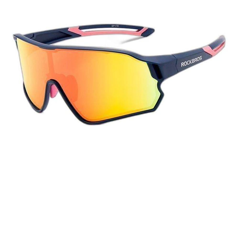 Óculos Rockbros Polarizado UV400 - Azul Fosco com Rosa