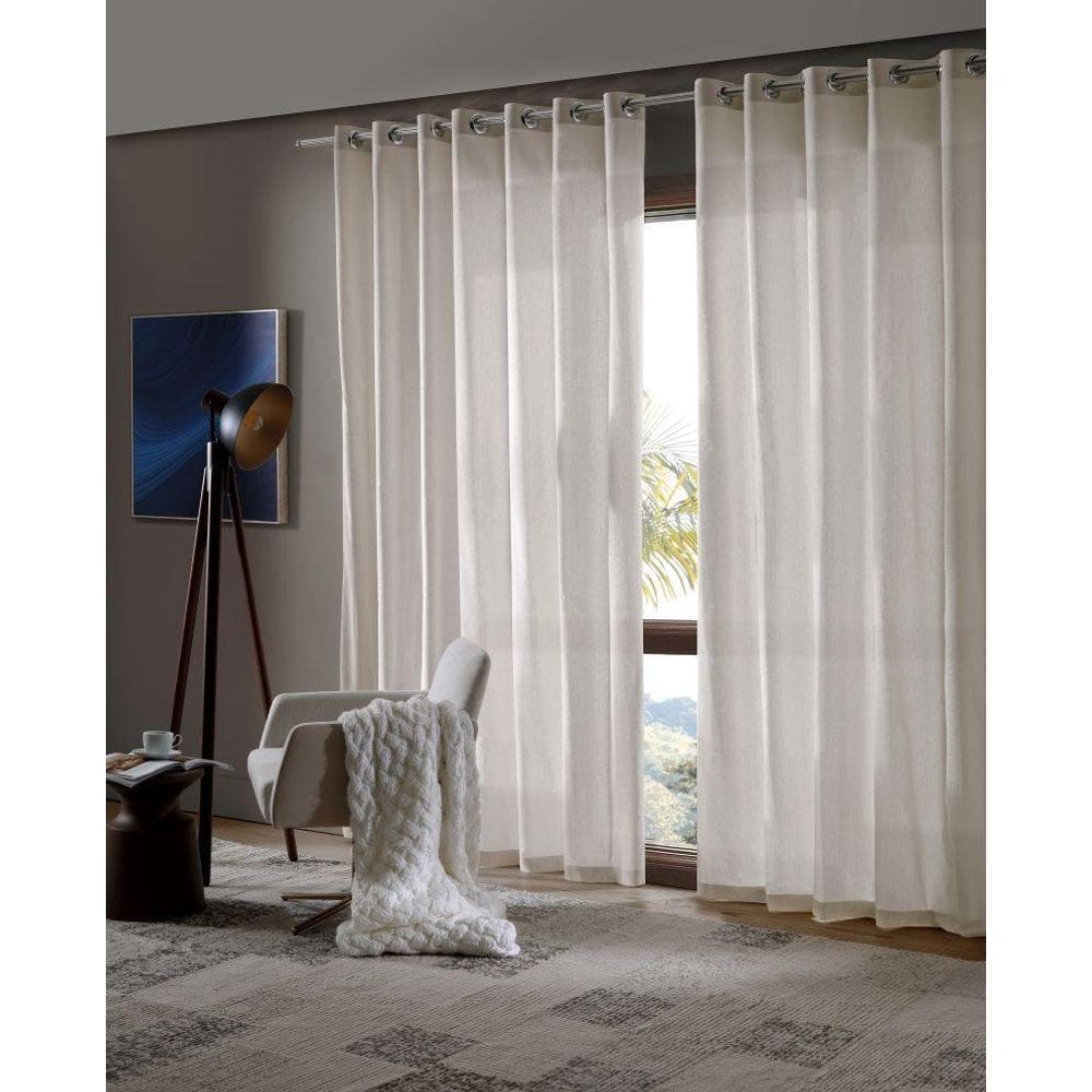 Cortina Rústica Fenícia 4,20X2,50M Efeito Linho Areia Bella