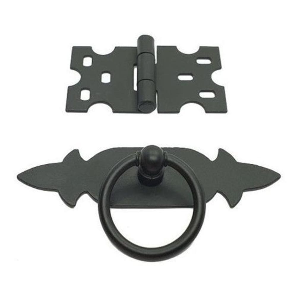 Kit 7 Dobradiças Mexicana + 6 Puxadores Chapa Rústica Preto