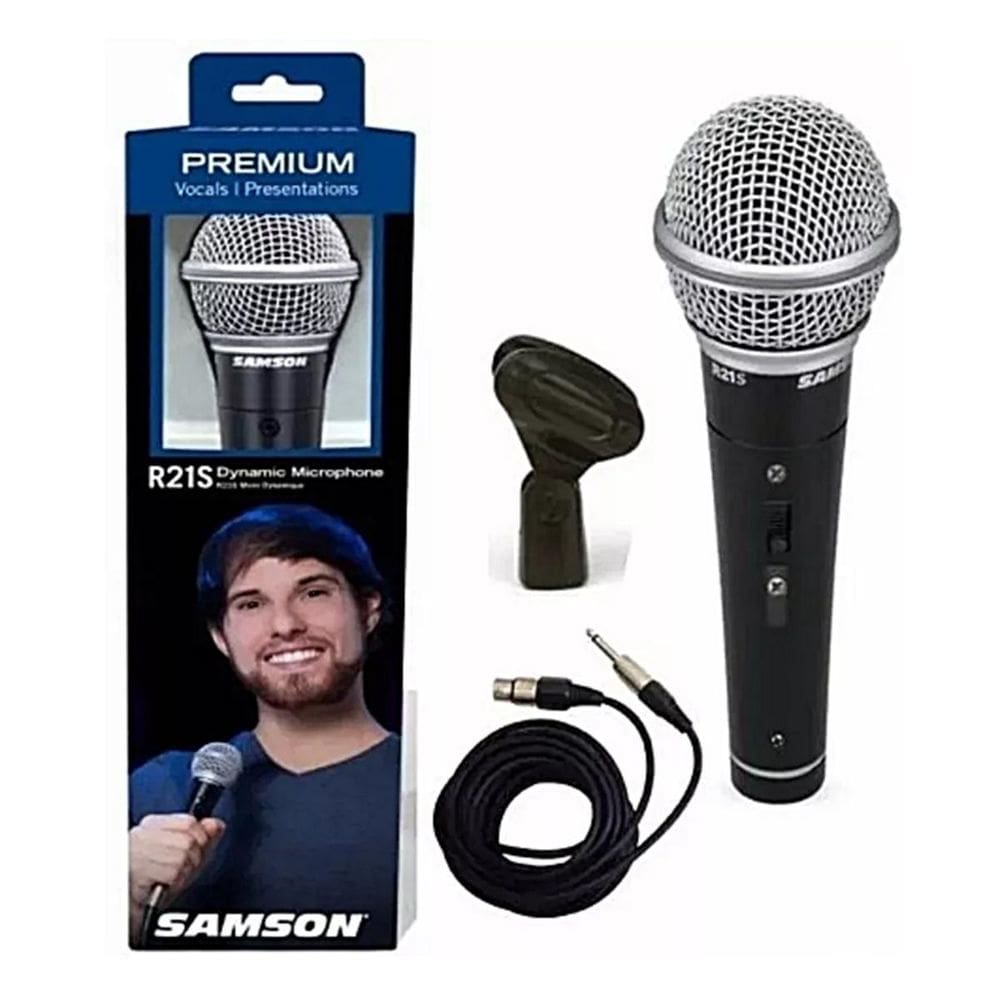 Microfone De Mão Samson R21S Com Chave Liga/Desl + Cabo P10
