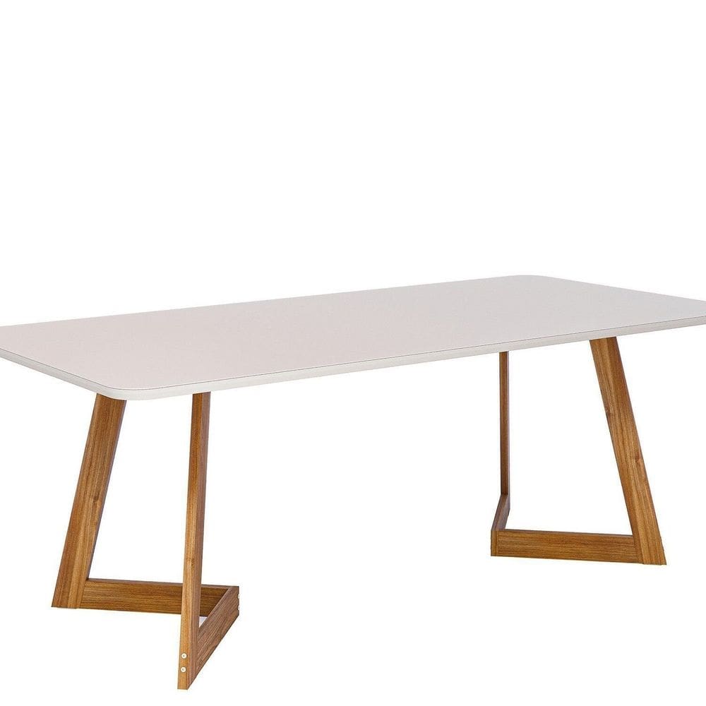 Mesa para Sala de Jantar 210cm com Vidro Caju Off White
