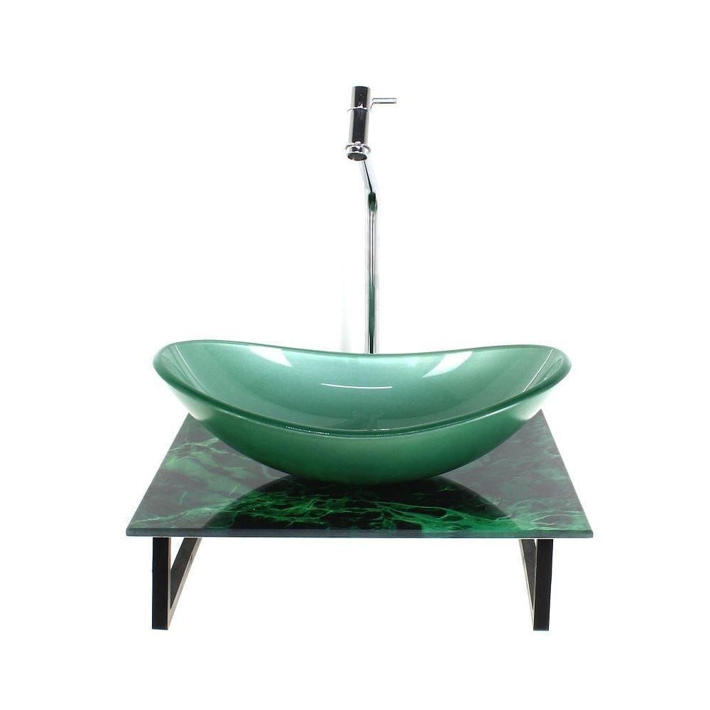 Kit Cuba Vidro Oval 10Mm Tampo Vidro 40Cm X 40Cm Mármore