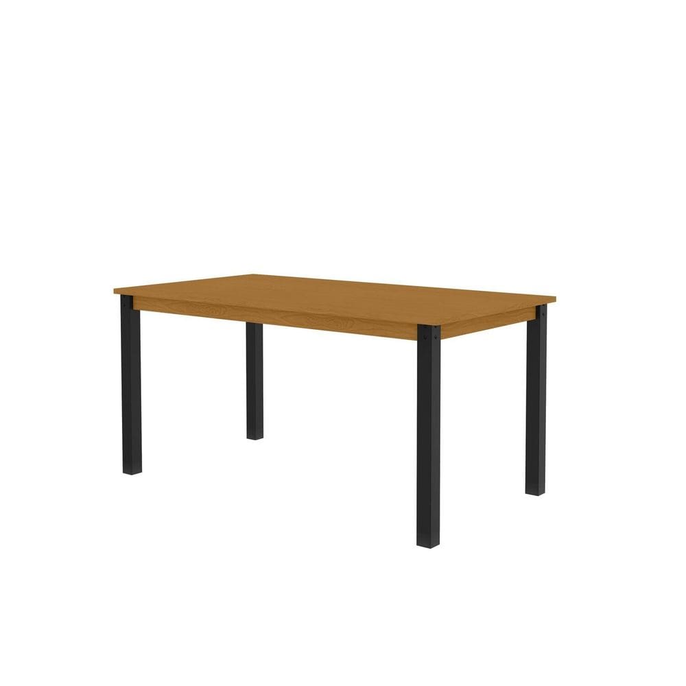 Mesa Retangular 160x78cm Tampo em Mdf Monaco Preto / Marrom