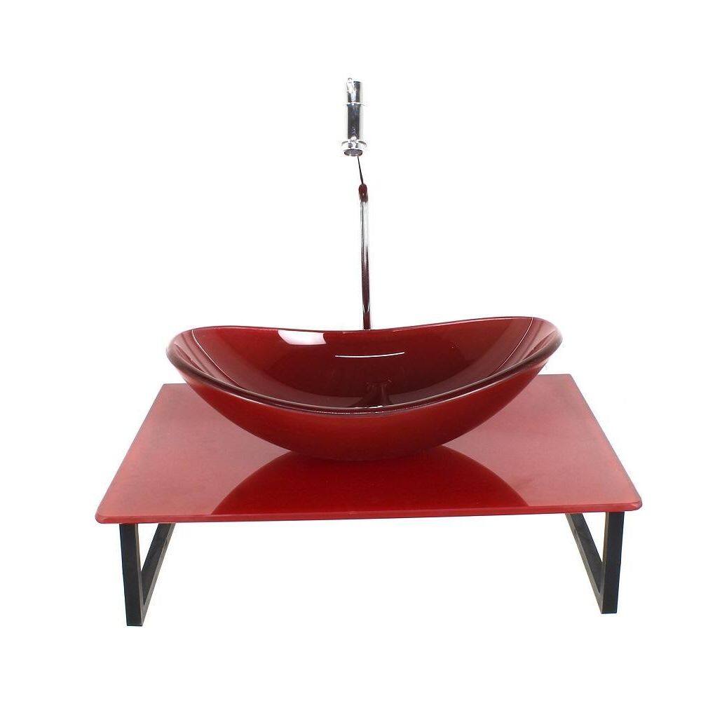 Kit Cuba Vidro Oval 10Mm Tampo 50Cm Vermelho Cereja Full