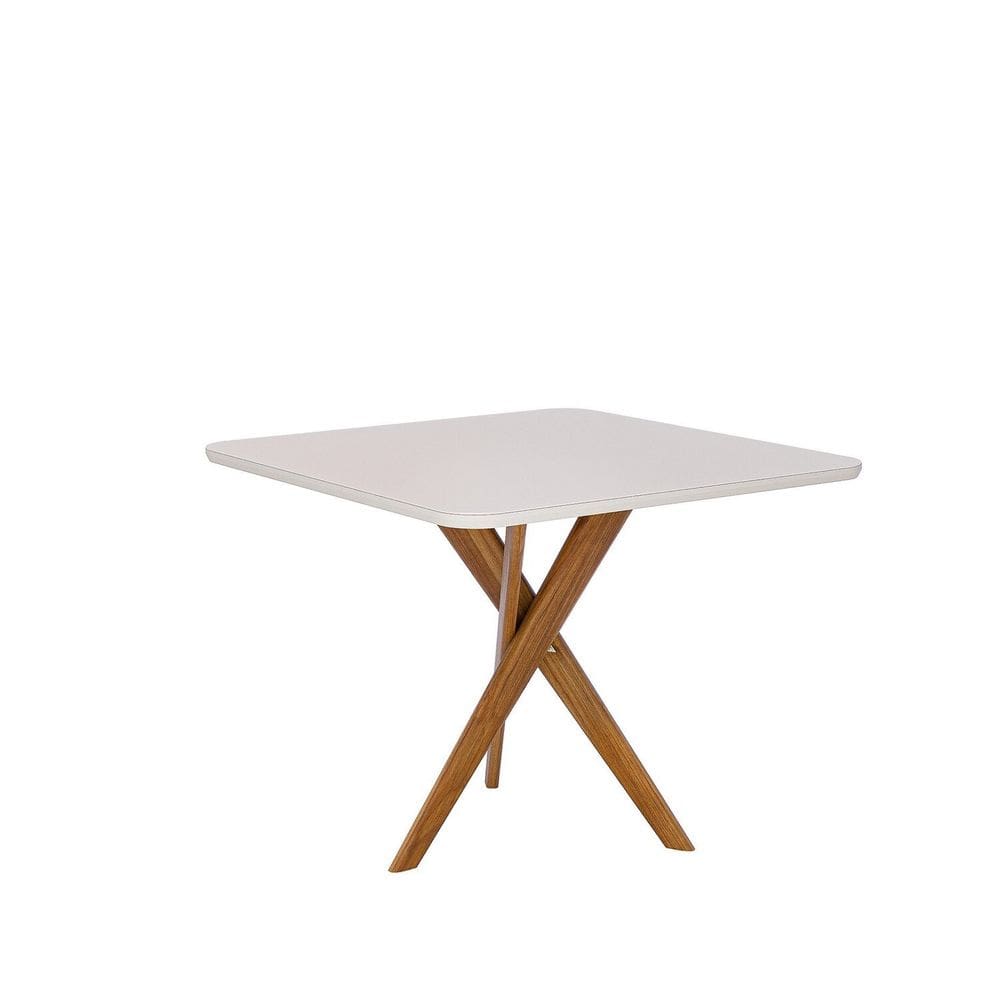 Mesa para Sala de Jantar 77cm X 95cm com Vidro Cacau Off White