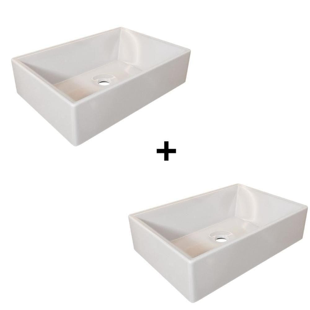 Kit 2 Cubas Pia De Apoio Torino - Mármore Sintético Retangular - Movelove