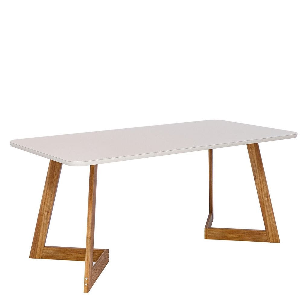 Mesa para Sala de Jantar 180cm com Vidro Caju Off White