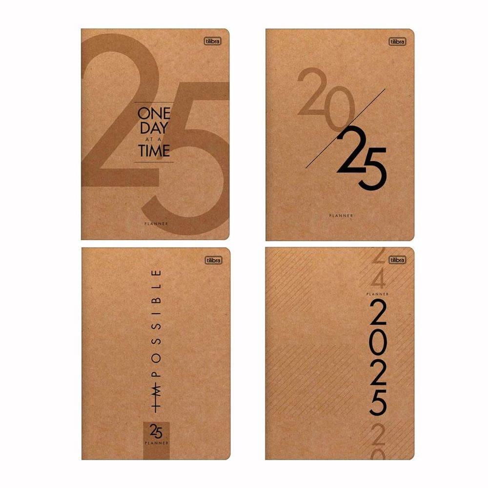 Agenda planner grampeado mensal Kraftwork 2025 - Tilibra